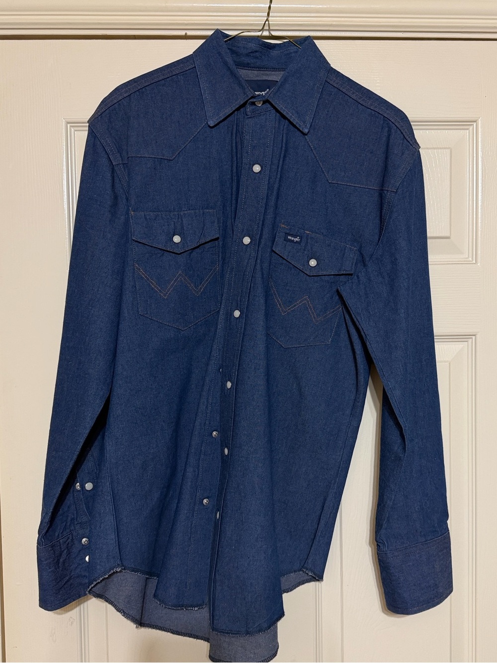 Wrangler Navy Blue Western Denim Shirt with Snap Pockets
